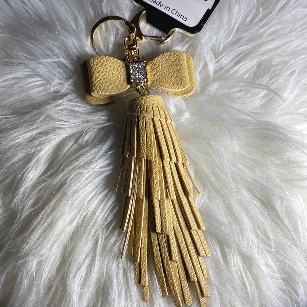 Khaki Bow and Tassel Purse Charm